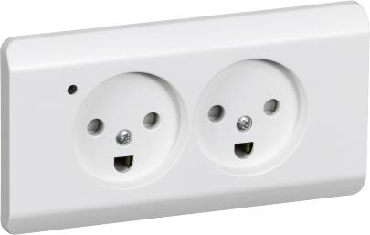 hvid jord med 2-pol tndinger 2 for lampe med dobbelt planforsnket stikkontakt standard indsats 66 opus