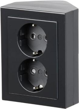 antracite - 16a schuko dobbelt stikkontakt hjrne abb