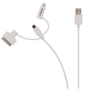hvid m 00 1 han b micro - han a usb opladerkabel 3-i-1