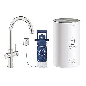 supersteel rustfri filter og kedel rund med m str c-tud med kkkenarmatur duo ii red grohe