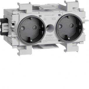 gs20019011 - ral9011 frontmontage for 2xschuko stikkontakt ecoline hager