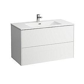hjglans hvid skuffer 2 hanehul 1 hndvask slim s pro 100 mbelpakke base laufen