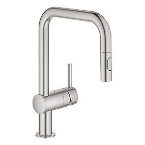 supersteel udtrkstud med u-tud dual brus kkkenarmatur minta grohe