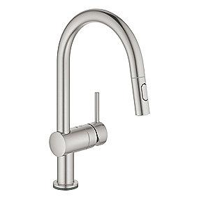 supersteel - c-tud dual udtrkstud med kkkenarmatur elektronisk touch minta grohe