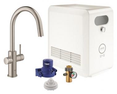 supersteel c-tud kler med mousseurudlb udtrkkeligt kkkenarmatur professional blue grohe
