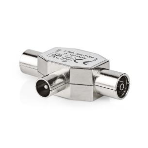 plastikpose stk 1 slv metal t-splitter ohm 75 nikkelplateret hun coax 2x han coax adapter antenne satellit