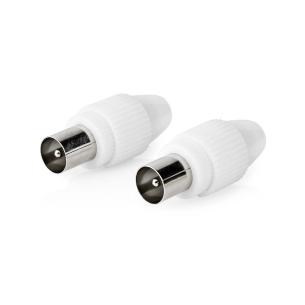 plastikpose stk 2 hvid pvc metal mm 0 7 kabeldiameter skru ohm 75 nikkelplateret han lige stik coax iec