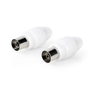 plastikpose stk 2 hvid pvc metal mm 0 7 kabeldiameter skru ohm 75 nikkelplateret hun lige stik coax iec