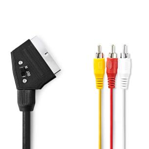plastikpose sort pvc runde m 00 1 480p omskiftelig nikkelplateret han rca 3x han scart scart-kabel