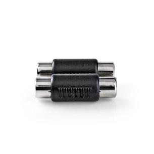 blister stk 1 sort abs lige nikkelplateret hun rca 2x hun rca 2x adapter audio stereo