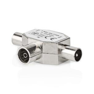 box stk 1 slv metal t-splitter ohm 75 nikkelplateret hun coax han coax 2x adapter antenne satellit