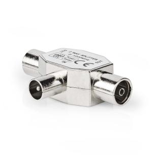 box stk 1 slv metal t-splitter ohm 75 nikkelplateret hun coax 2x han coax adapter antenne satellit