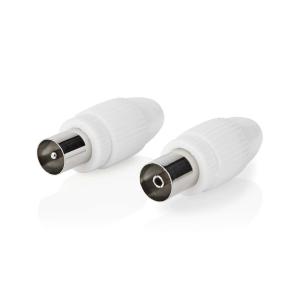 box stk 2 hvid pvc metal mm 0 7 kabeldiameter skru ohm 75 nikkelplateret hun han lige stik coax iec