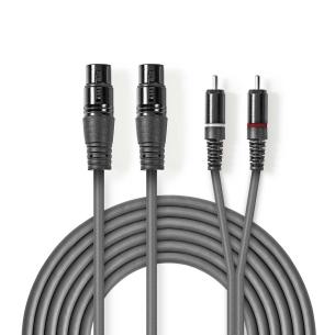 kartonhylster mrkegr pvc runde m 50 1 nikkelplateret hanstik rca 2x hunstik 3-pin xlr 2x kabel audio balanceret