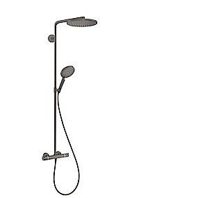 krom sort brstet 1jet showerpipe powderrain 240 s select raindance hansgrohe