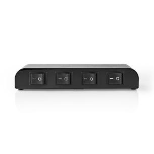 sort aluminium w 200 kanal pr belastning maksimal ohm 4-16 hjttalerimpedans klemmer terminal 4-port kontrolboks hjttaler nedis