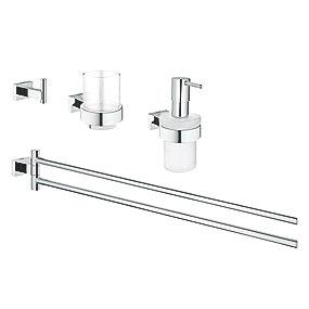 hndkldeholder dobbelt krog glas sbedispenser 1 i 4 tilbehr cube essentials grohe