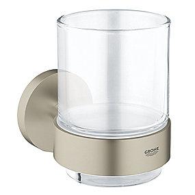 nikkel brstet holder med krystalglas essentials grohe
