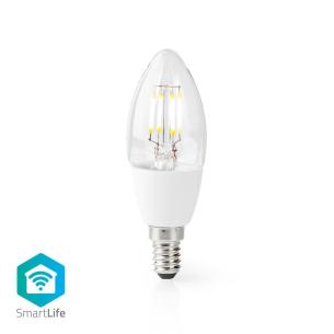 stk 1 stearinlys ios android glas k 2700 hvid varm w 5 lm 400 e14 wi-fi gldepre led smartlife nedis