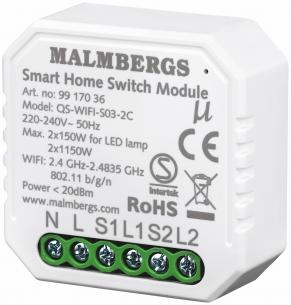 46x46x18mm smartphone via sluk tnd modul wi-fi home smart malmbergs
