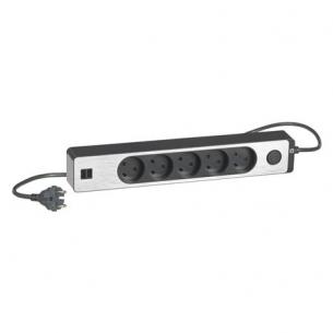 alu koksgr ledning meter 5 1 og afbryder med 2xusb med jord uden 3-stikdse lk