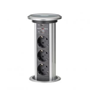 bordmontage til ledning 8m 1 motor med udtag usb x 2 med schuko 3-stikdse stikkontakt pop-up