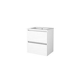 hjglans hvid grebsfri 60x46cm hndvask med mbelst basicline sanibell