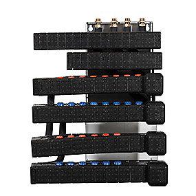 model hj bv 50mm - gulvvarmekredse 14 og varmtvand 6 koldtvand 9 med venstrevendt bundmodul isoleret calefa wavin