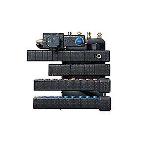 bv 50mm - gulvvarmekredse 8 og varmtvand 6 koldtvand 9 med u3 hjrevendt shunt med bg bundmodul isoleret calefa wavin