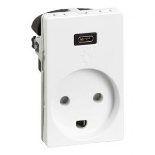 hvid - modul 5 1 udtag lader usb-c med jord med stikkontakt fuga lk