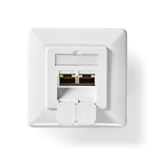 box hvid pvc guldplateret lige cat6a female rj45 x 2 in-wall netvrksvgboks