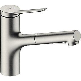 steel-optik udtrkstud med tud 219mm kkkenarmatur m33 zesis hansgrohe