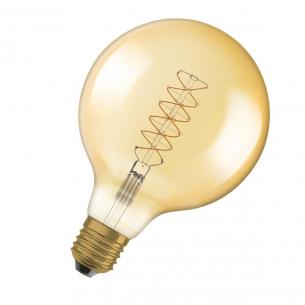 dmpbar e27 48w 822 7w 600lm tynd ultra filament spiral guld globe125 led 1906 vintage osram