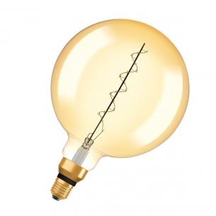 dmpbar e27 33w 822 8w 4 400lm tynd ultra filament spiral guld globe200 led 1906 vintage osram