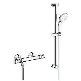 forkromet brus til 100mm 2 1 termostatarmatur flow precision grohe
