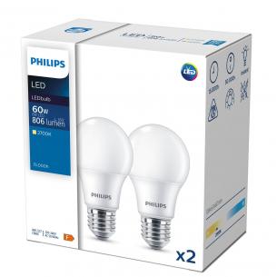 2-pak mat 827 e27 a60 40w 9w 4 standard led philips