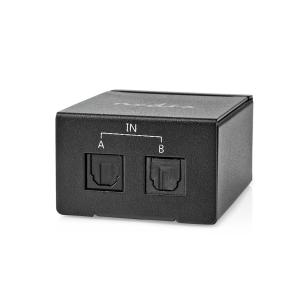 sort metal switch manual hun toslink udgang tilslutninger toslink 2x strm dc indgang tilslutninger 1-veje switch audio digital