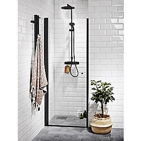 sort mat lige easyclean glas klart hrdet 6mm aluprofil justerbar 69x200 svingdr vetro