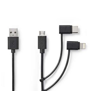label sort pvc runde nikkelplateret m 00 1 mbps 480 han usb-c han micro-b usb 8-pin lightning apple han usb-a 0 2 usb kabel 1 i 3