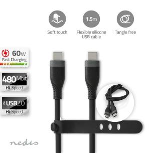 box sort silikone runde m 50 1 nikkelplateret mbps 480 w 60 han usb-c han usb-c 0 2 usb usb-kabel