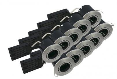 pakke stk 10 alu brstet rund 230v 87mm gu10 eco install fast nordtronic
