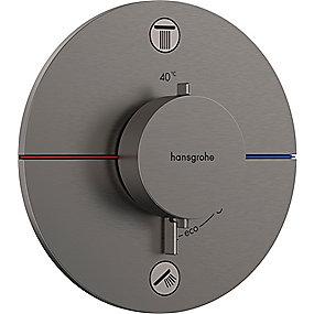 pvd krom sort brstet udtag 2 til afsprring med indbygning til termostat s comfort showerselect hansgrohe
