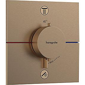 pvd bronze brstet udtag 2 til afsprring med indbygning til termostat e comfort showerselect hansgrohe