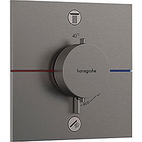pvd krom sort brstet udtag 2 til afsprring med indbygning til termostat e comfort showerselect hansgrohe