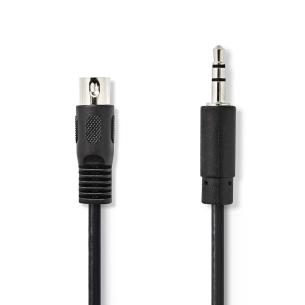 label sort pvc runde m 00 2 nikkelplateret hanstik mm 5 3 han 5-pin din kabel audio din