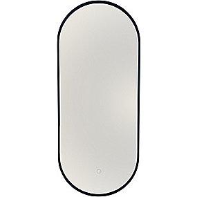 bagbelysning aluramme matsort med 900x380mm ovalt lys med spejl kriss