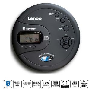 sort antishock med cd-mp3-afspiller bluetooth brbar