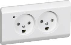 hvid jord med 2-pol tændinger 2 for lampe med dobbelt planforsænket stikkontakt standard indsats 66 opus