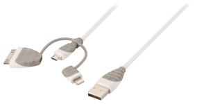 hvid m 00 1 han b micro - han a usb opladerkabel 3-i-1