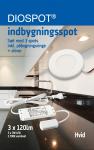 hvid - driver og lumen 120 927 3w indbygningsspot 3xled med st - flat diospot